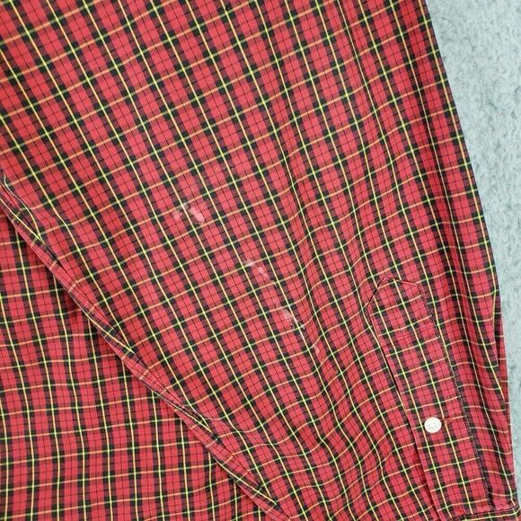 Polo Ralph Lauren Shirt Oxford Mens Size 17.5 XL Red Plaid Button Down Flaw - Picture 4 of 10